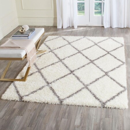 Safavieh 6 ft. 7 in. x 6 ft. 7 in. Montreal Shag Power Loomed Square Area Rug; Ivory & Grey SGM832B-7SQ